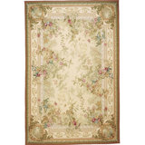 Needlepoint Hand-Knotted Wool Oriental Area Rug in Beige/Brown
