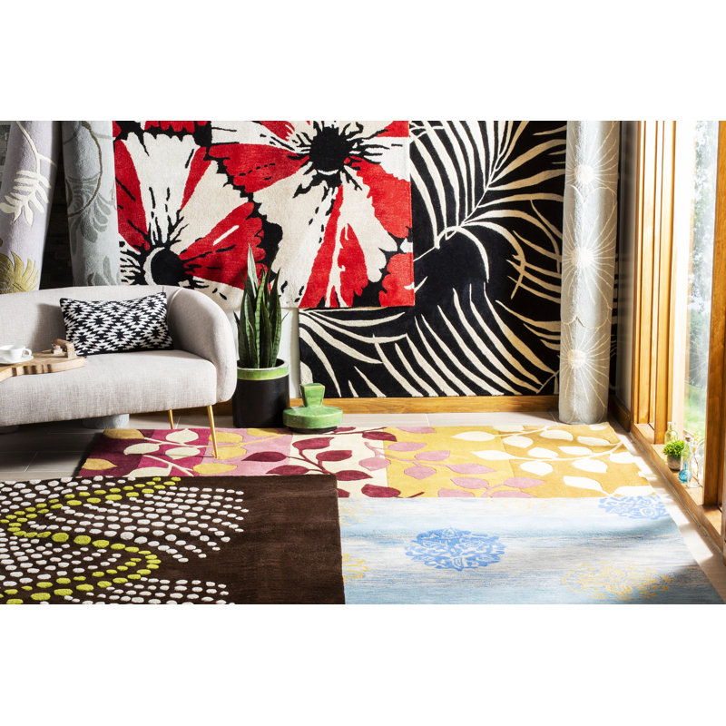 Soho Hand Tufted Wool And Viscose Floral Rug, Rectangle 5' x 8'