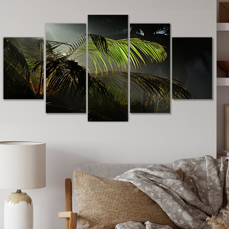  «Palm Trees II» - Décoration murale florale - 5 panneaux