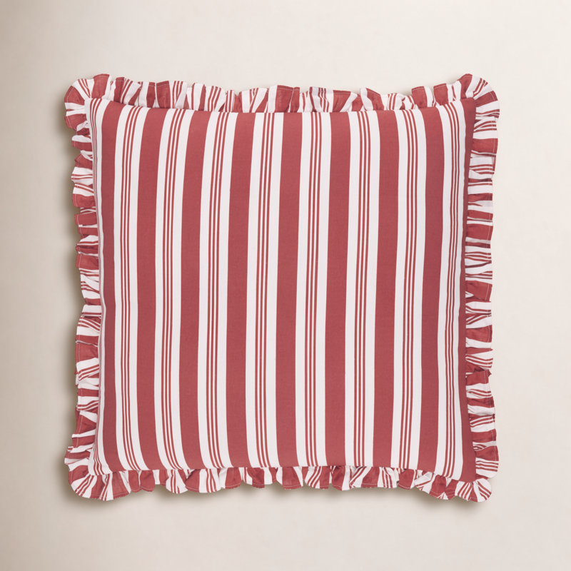 Coussin Aneatra, Polyester/ Bourre en polyester, 20 po x 20 po, Rouge à rayures multiples