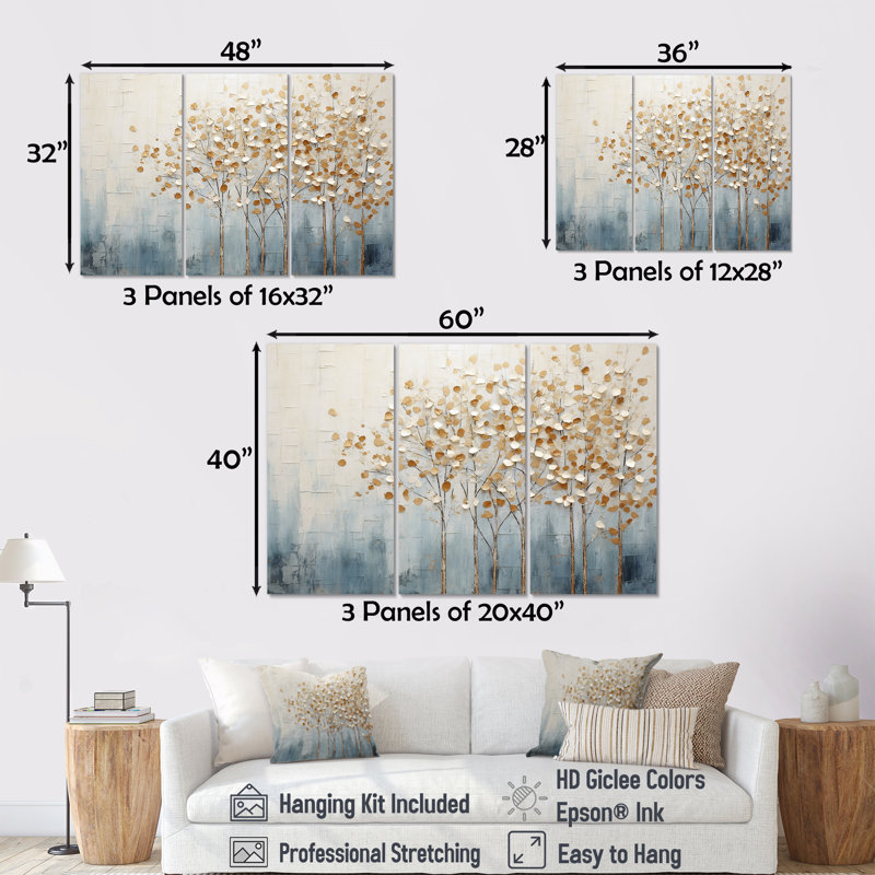 Graham - Tree Wall Art Set, Wrapped Canvas, 32" H x 48" W
