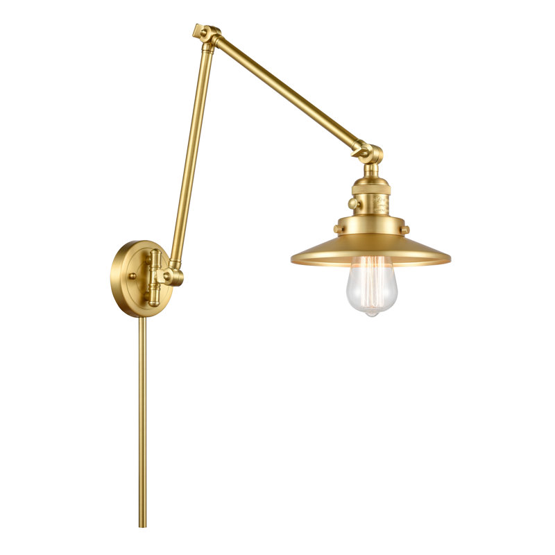 Clintonpark Swing Arm Sconce, Satin Gold, Satin Gold, 60 Watt Vintage Incandescent Bulb