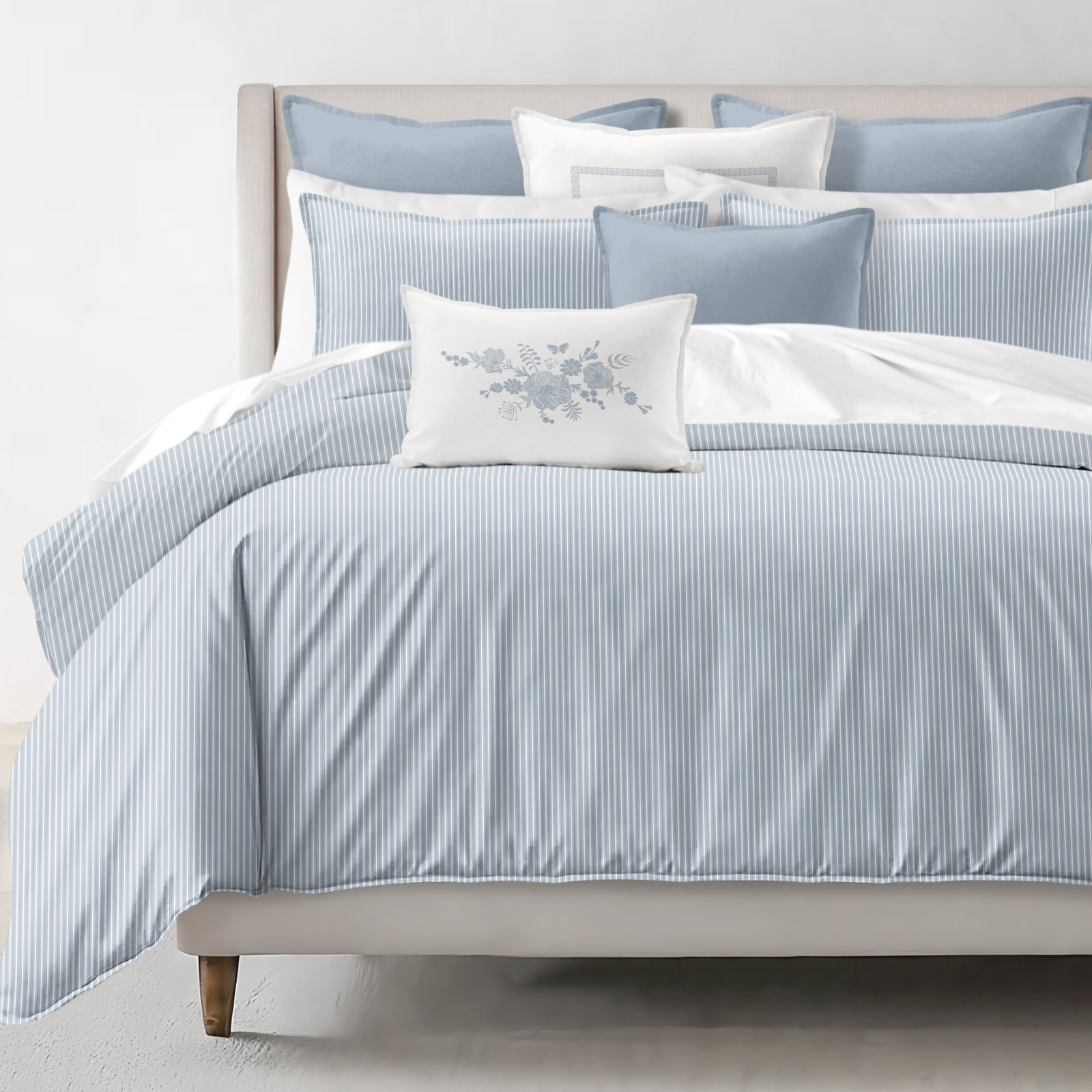 Reggie Cotton Duvet Cover Set, Cal.King Duvet Cover + 2 King Shams, Cornflower