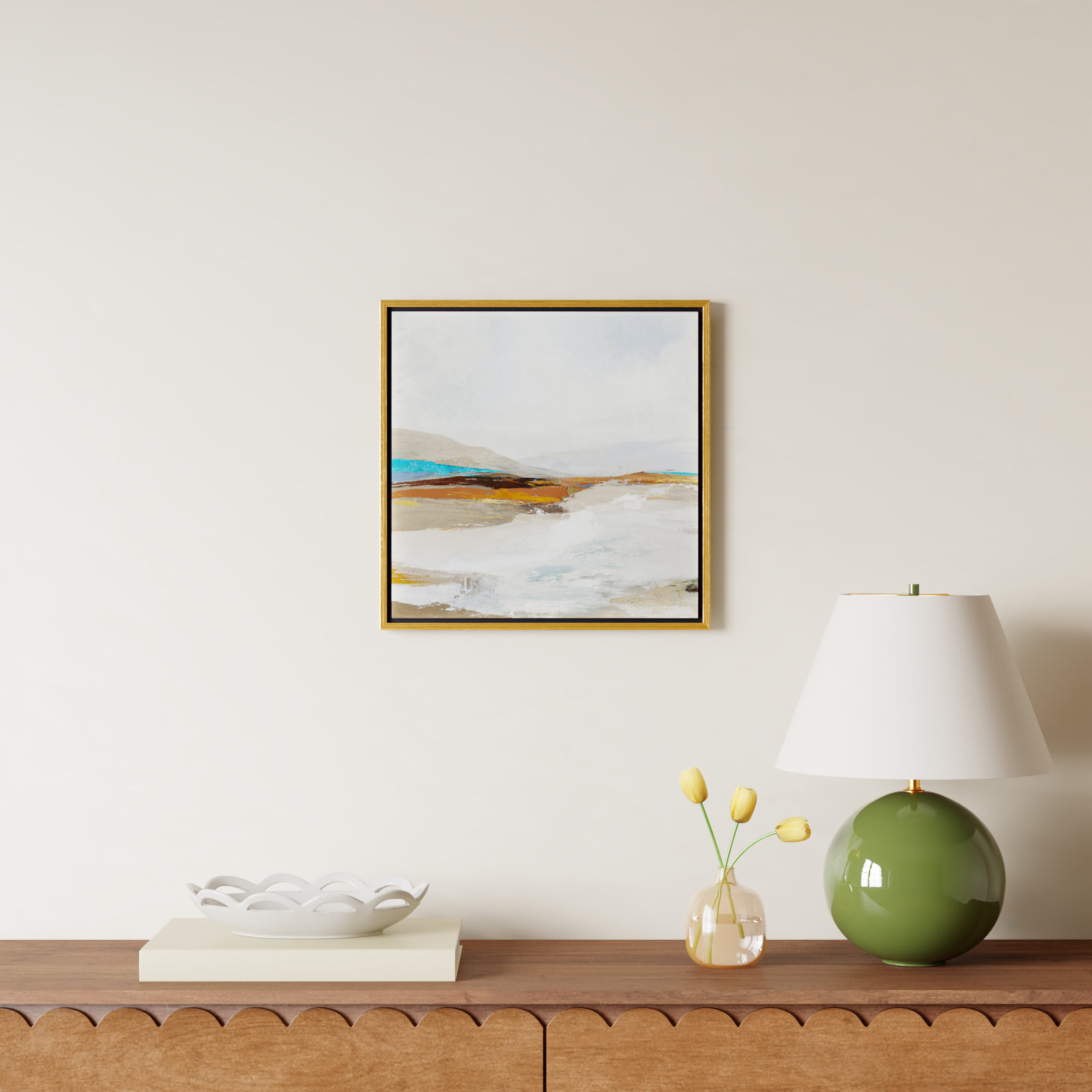 Middlebury "Soft Sea I" Print by Allison Pearce, 17.5" H x 17.5" W, Gold Framed