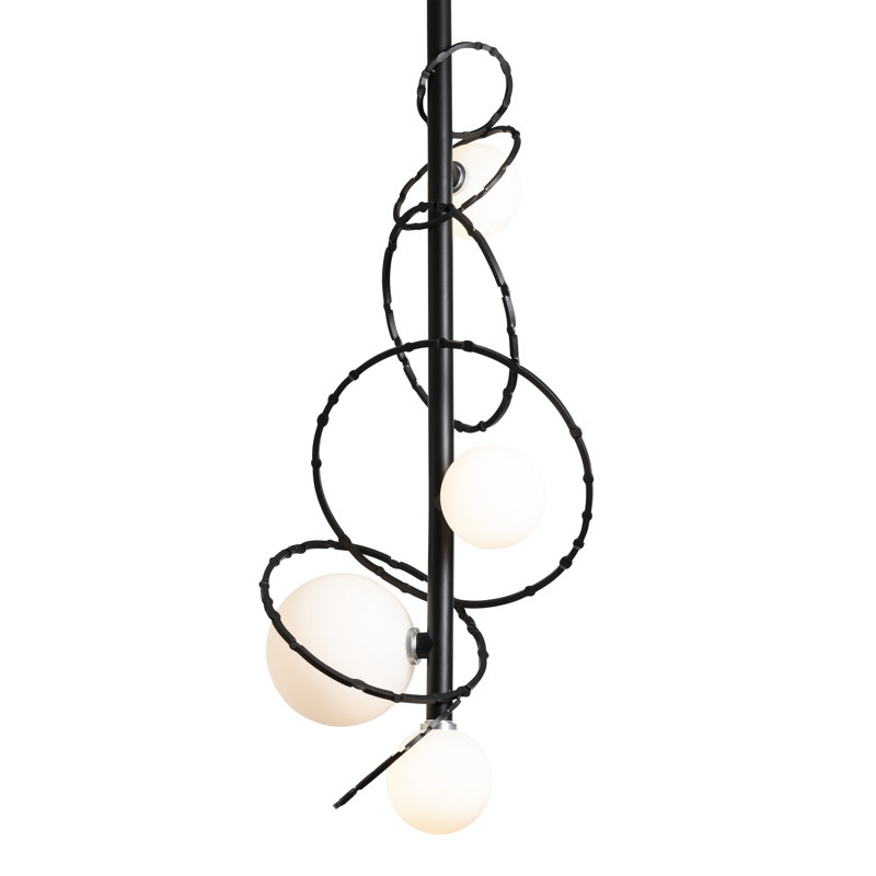 Olympus Vertical Pendant - Opal Glass, Black