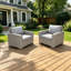 Ensemble de 2 fauteuils de patio d'extérieur en osier avec coussins, capacité 330 LBS et coussins amovibles lavables pour la cour, la terrasse, le jardin et le gris-1144314062