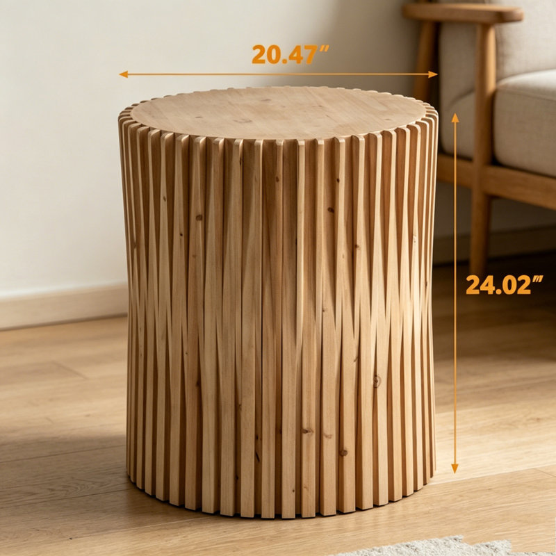 Table d'appoint cylindrique rétro avec relief vertical