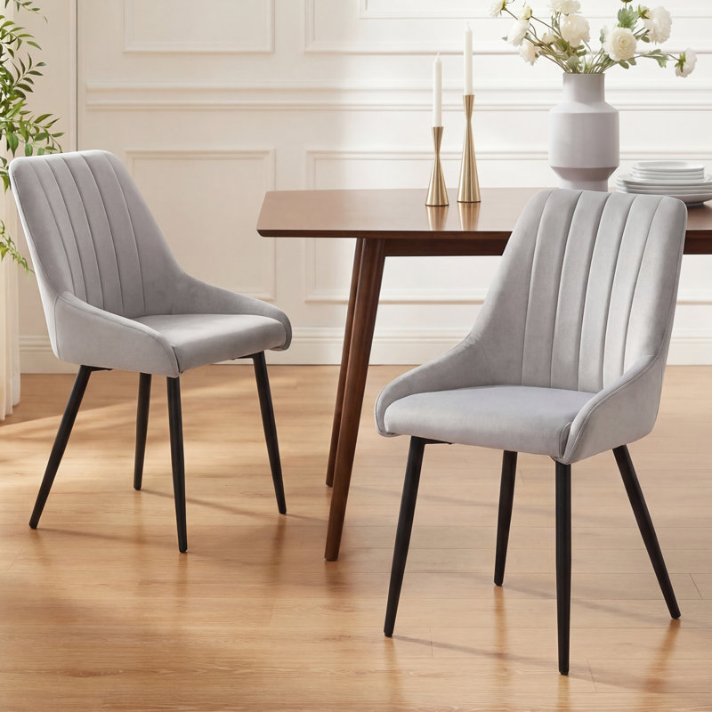 Chipman Velvet Upholstered Dining Chair, Grey