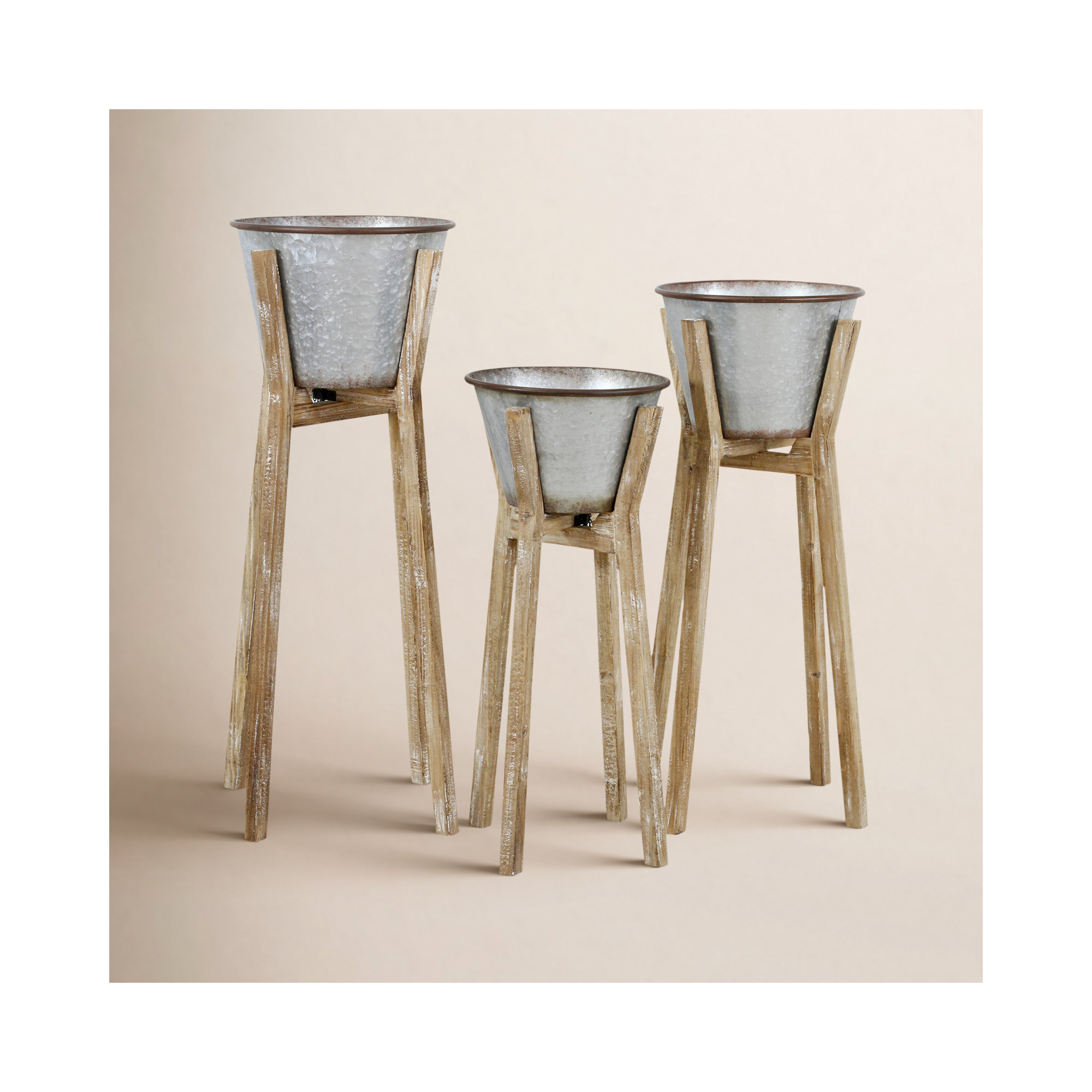 Aberdeen Modern Metal Indoor Farmhouse Pot Planter Set