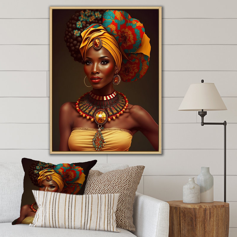 Beauté contemporaine africaine - impression, Cadre naturel flottant, H 20 po x l 12 po