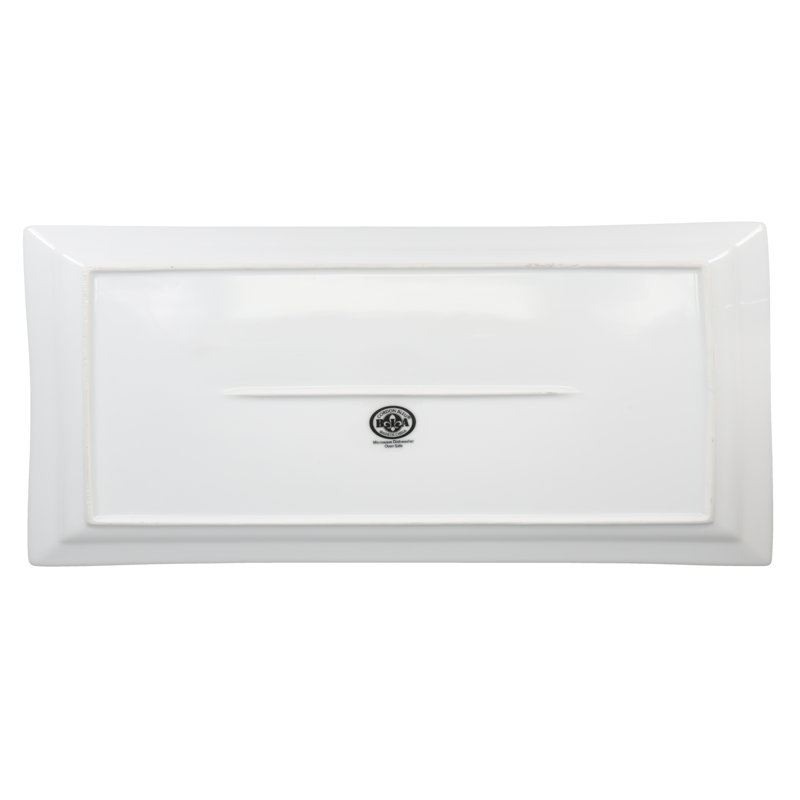 White Ceramic Rectangular Serving Platter, 14 Inches