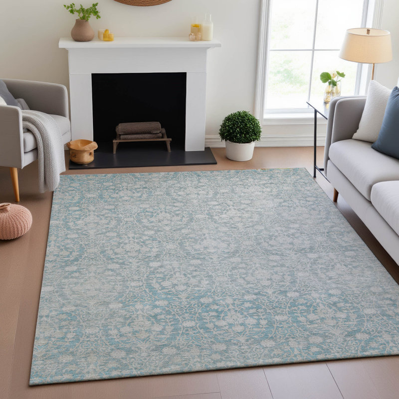 Premium Machine Washable Glanton AMF1231 Damask Rug, Rectangle 8' x 10'