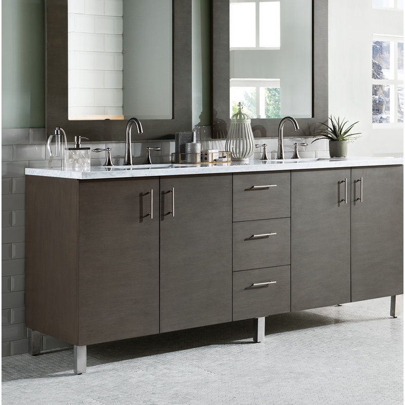 Dodie 72'' W Double Vanity, Eternal Jasmine Pearl, Silver Oak