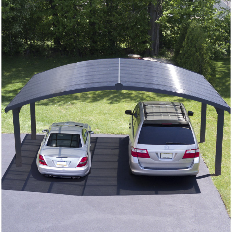 Arizona Wave Gray Double Arch Carport with Corrugated Roof Panels