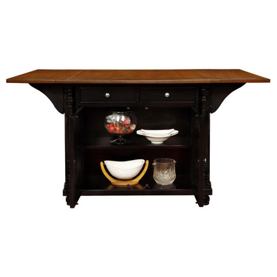 Gurraj 2-Drawer Drop Leaf Kitchen Island Table