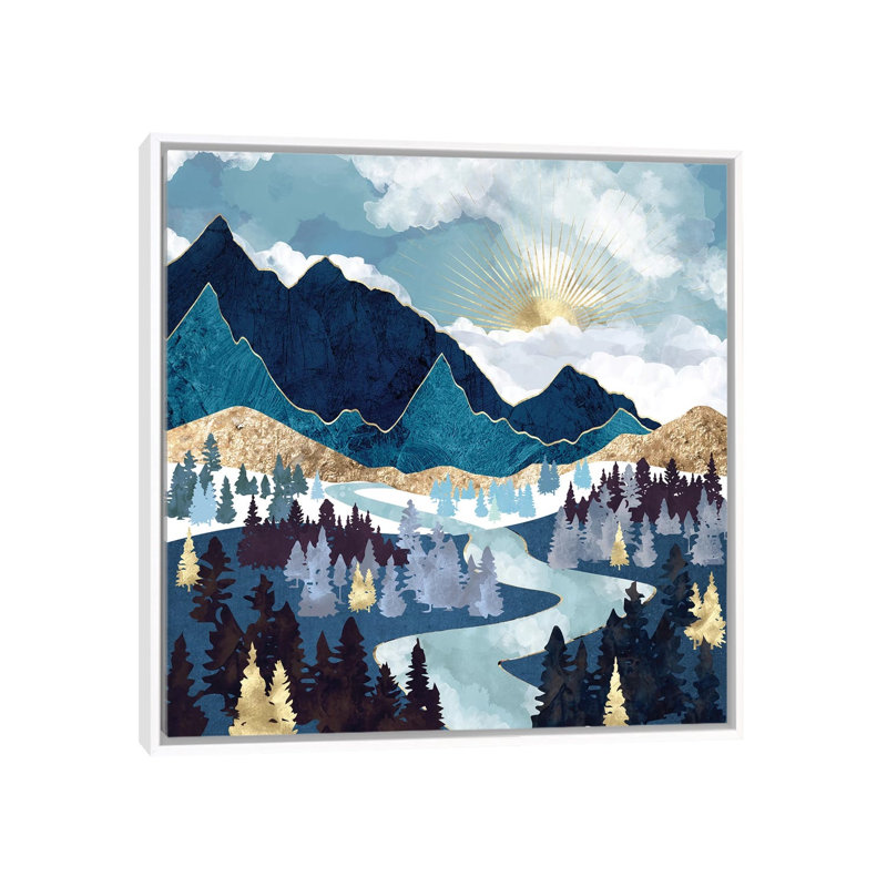 Valley Sunrise - impression d'art graphique, 18" H x 18" W x 1.5'' D, Aucun mat, Toile blanche encadrée