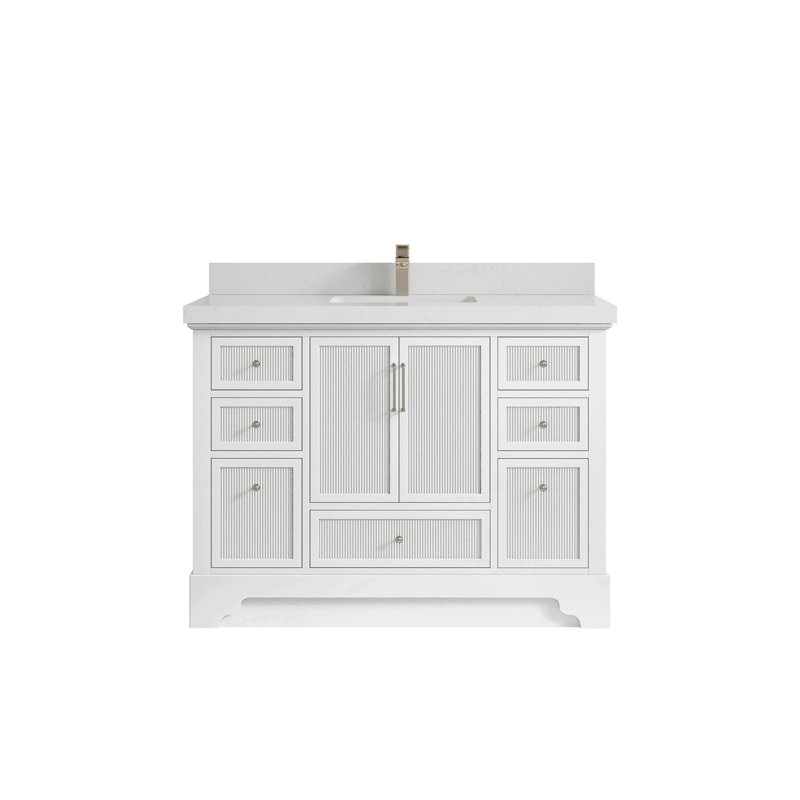 Meuble-lavabo simple autoportant 48 po avec plateau en quartz Alys