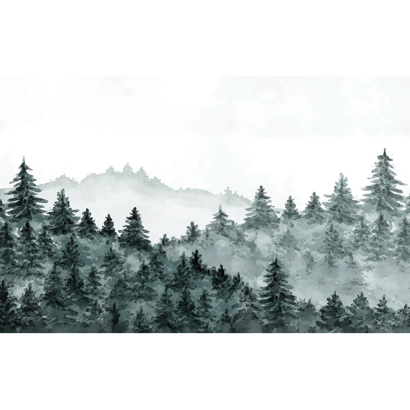 Papier peint de qualité supérieure - Forêt brumeuse, L 96 po x l 120 po