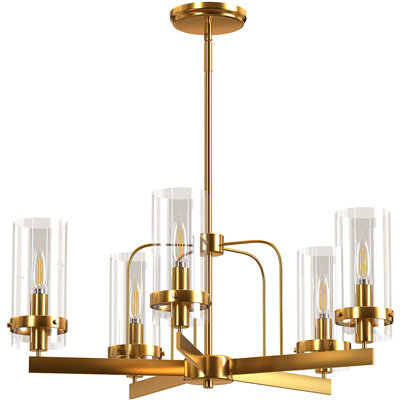 Lustre classique à 5 lumières avec abat-jour