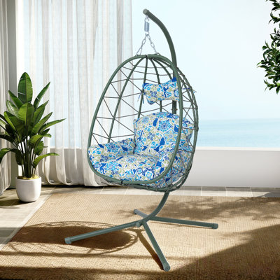 Chaise à œufs pliable en métal et rotin pour hamac pliable