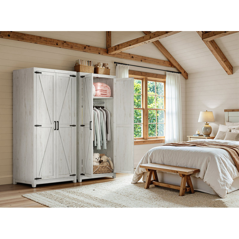 Armoire en bois manufacturé Bishock H 71 po, Bouleau blanc
