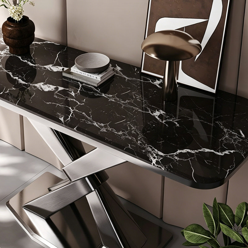Console en pierre frittée de style italien, 33.4" H x 59" W x 13.7" D
