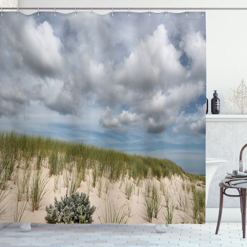 Shower Curtain with Hooks Included, 75" H x 69" W