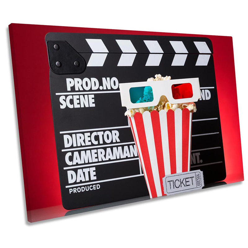 Cinema Room Popcorn 3D Framed - Wrapped Canvas Print, 81.3cm H x 121.9cm W x 4cm D