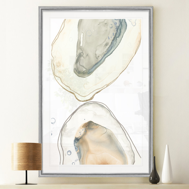 «Ocean Oysters II», reproduction sur toile, H 26,5 po x l 36,5 po , Impression encadrée, Argent argent