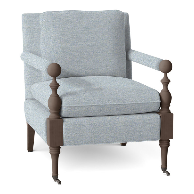 Leslie Armchair, Hazelnut, Perigold Soft Touch Cerulean