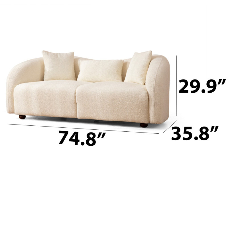 2-Seat Sofa Loveseat With Walnut Legs