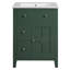 Meuble-lavabo avec lavabo en céramique Ryla, 2 tiroirs, 1 porte, vert 24 po-124811923
