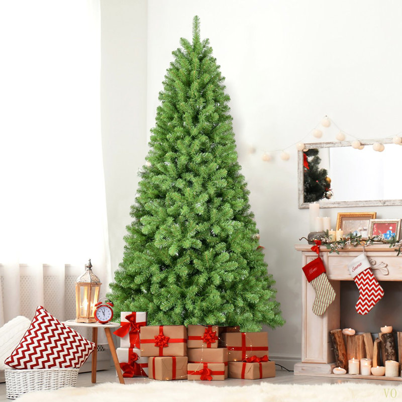 Arbre de Noël 8 pi avec fil mémoire, arbre en PVC artificiel articulé à 1430 pointes, arbre de Noël facile à installer pour la décoration des Fêtes