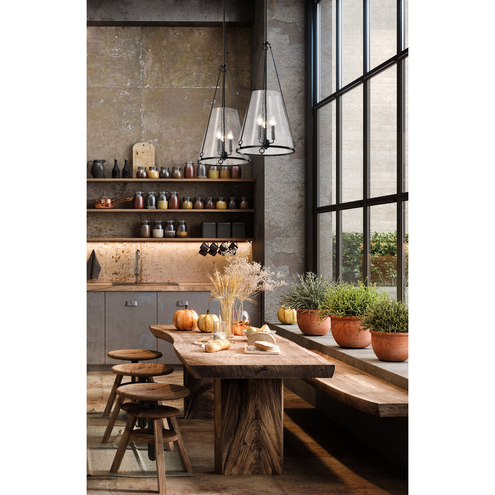 Anita Dimmable 3-Light Pendant, Black, 29.25" H x 16" W x 16" D