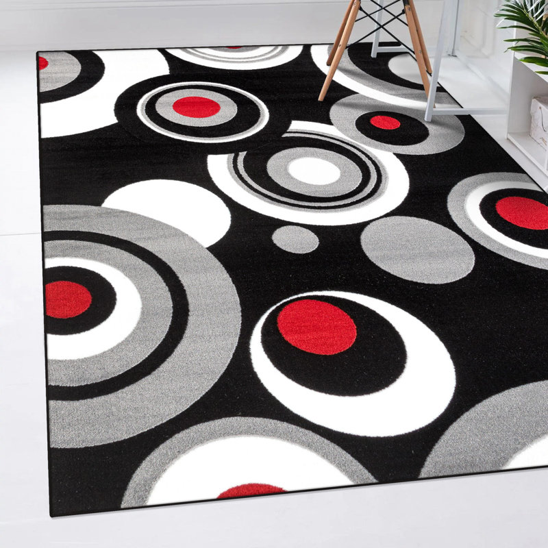 Tapis décoratif géométrique noir alayshia, Rectangle 2 pi x 3 pi