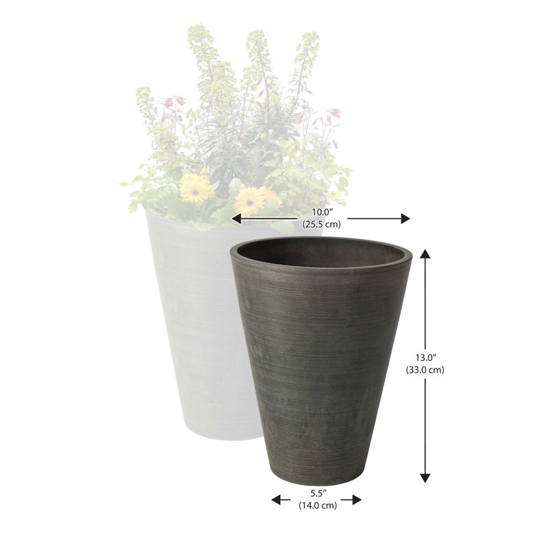 Bayley Composite Round Pot Planter Set, Charcoal