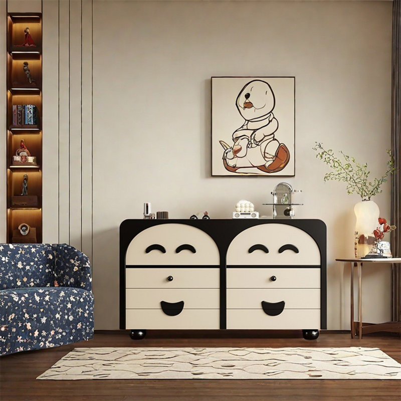 Armoire de rangement spacieuse au charme rétro, Noir, noir, noir, noir
