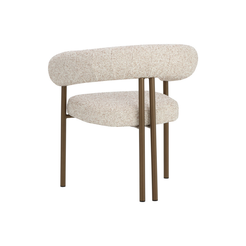 Oniva Upholstered Arm Chair, Noah Ecru, Antique Bronze