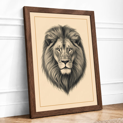 Lion's Gaze Realism - Framed Print