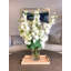 Delphinium And Cherry Blossom In Glass Vase