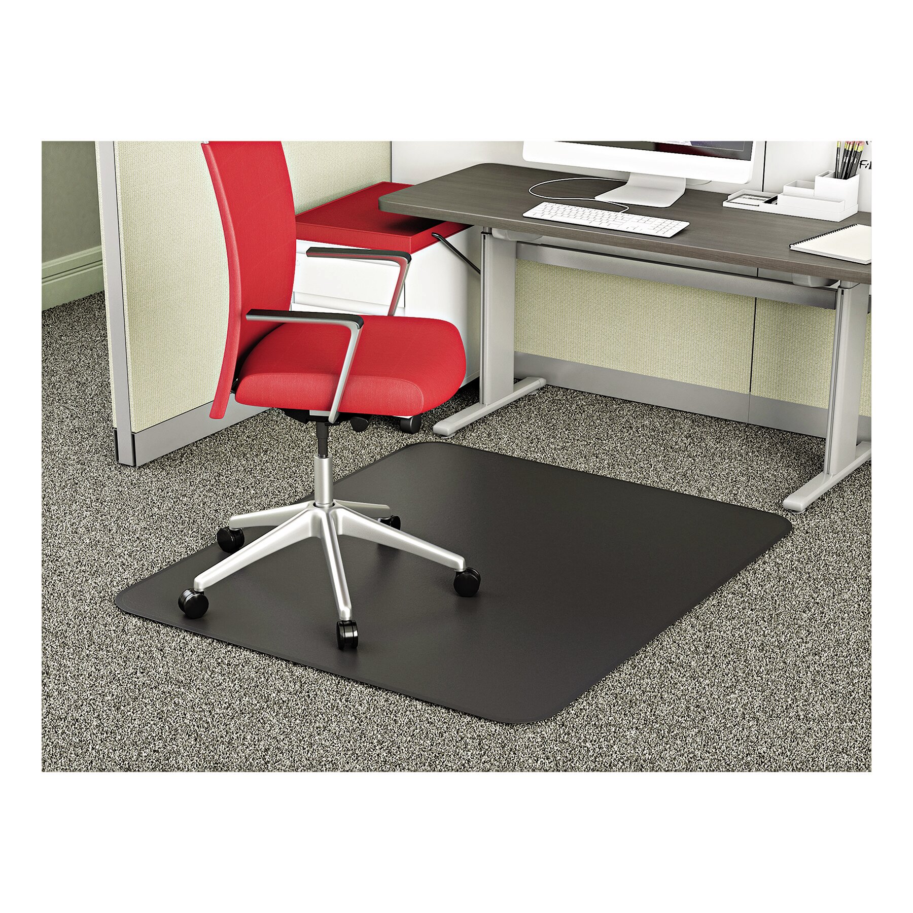 Dimex 36 in x 48 in Black Plastic Chair Mat with Lip for Hard Floors and Low Pile Carpets