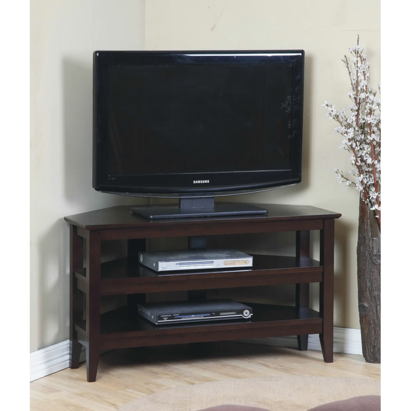 Meuble télé d'angle en bois massif pour téléviseur de 43 po ou moins Cafferata, Espresso
