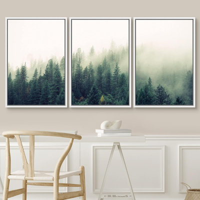 Landscape with Trees in Mist - 3 Piece Canvas Photograph Print Set