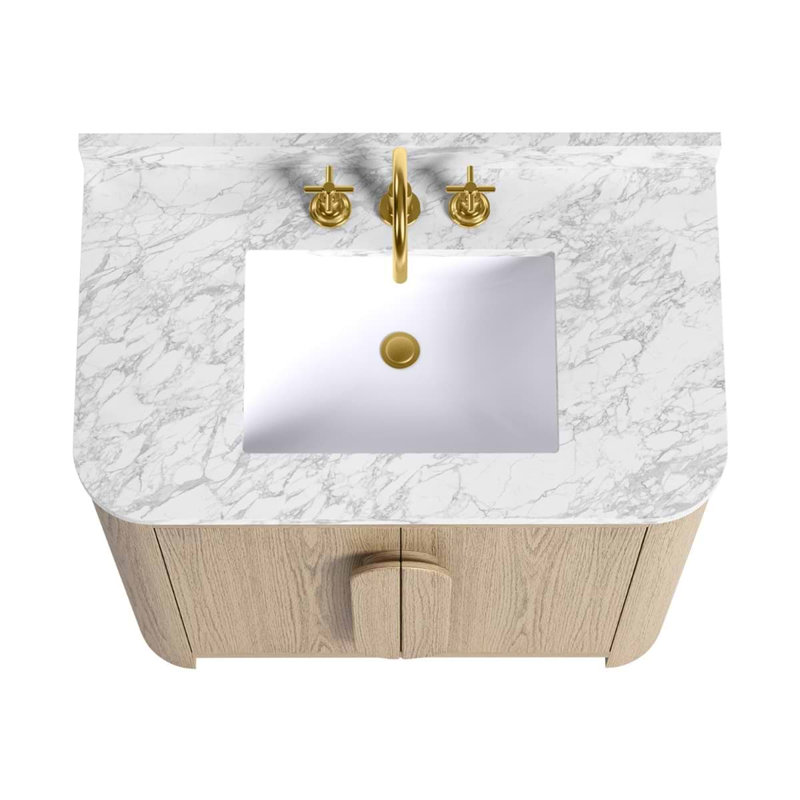 TileBar Studio Vanities Harper Vanity with Top, 36" W, Carrara Marble