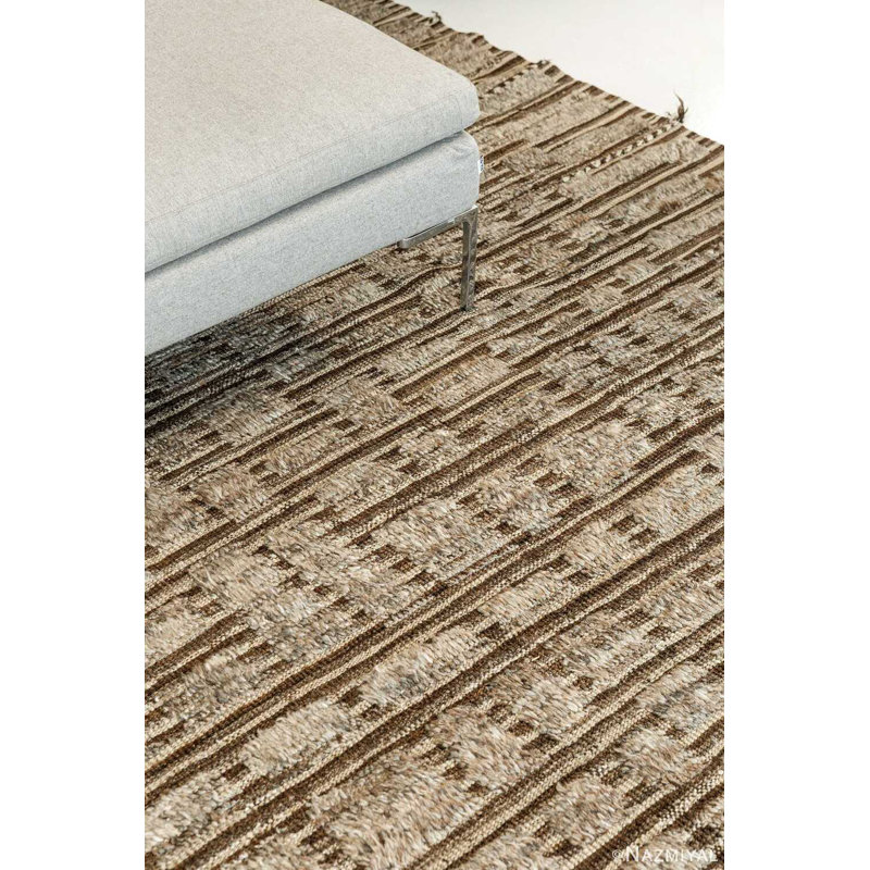 Modern Distressed One-of-a-Kind Rectangle 10'1" X 13'7" New Age Area Rug in Brown