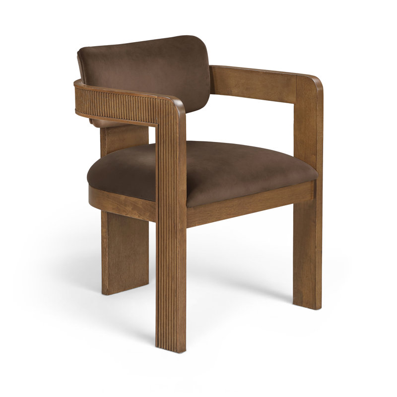 Chaise rembourrée en velours brun Gervais, Brun noyer, Velours brun