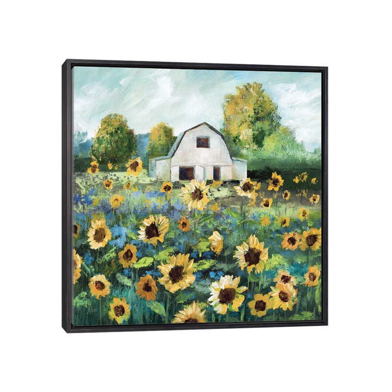 Tournesol grange par Nan - impression, H 37 po x l 37 po x P 1,5 po, Encadrement noir décoloré