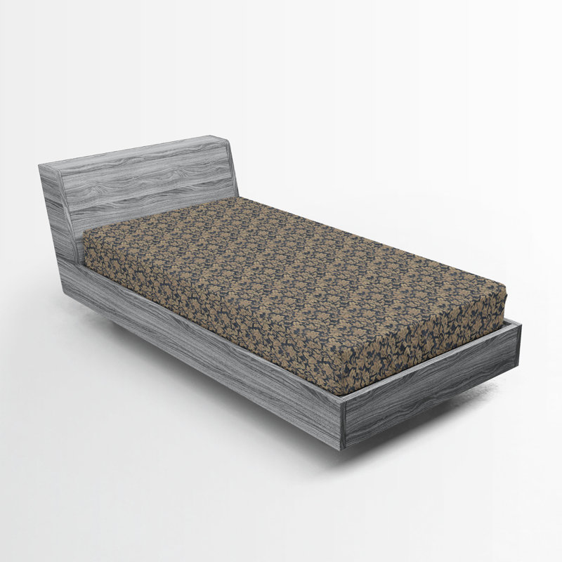 Drap-housse Ambesonne, Gris, bleu sarcelle, beige / floral, Drap-housse simple TG