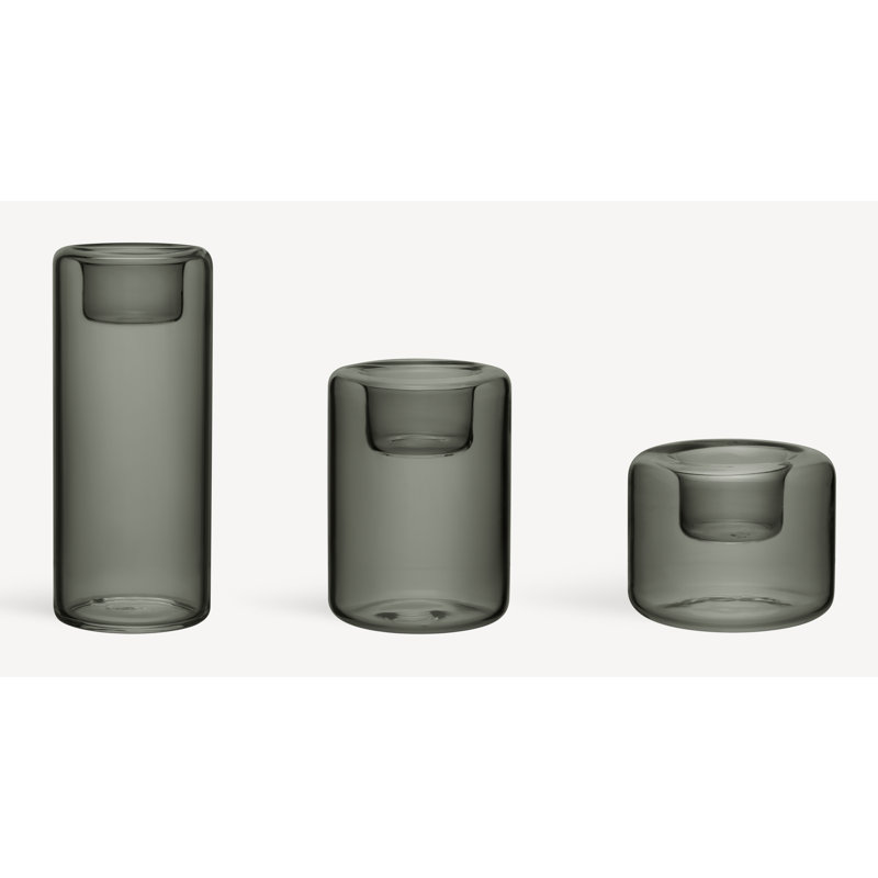 Happy Votive Set of 3, Gray