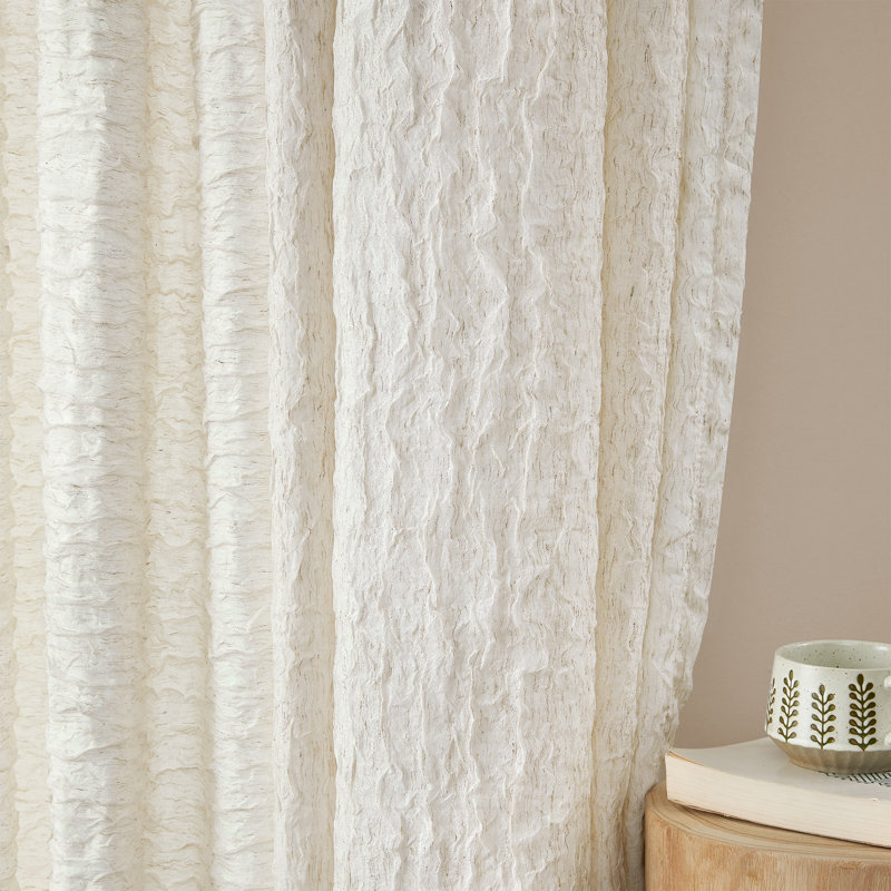 Linen blend crushed textured semi sheer curtains Neutral Modern Farmhouse for Living room Bedroom Darpes, 52" W x 96" L